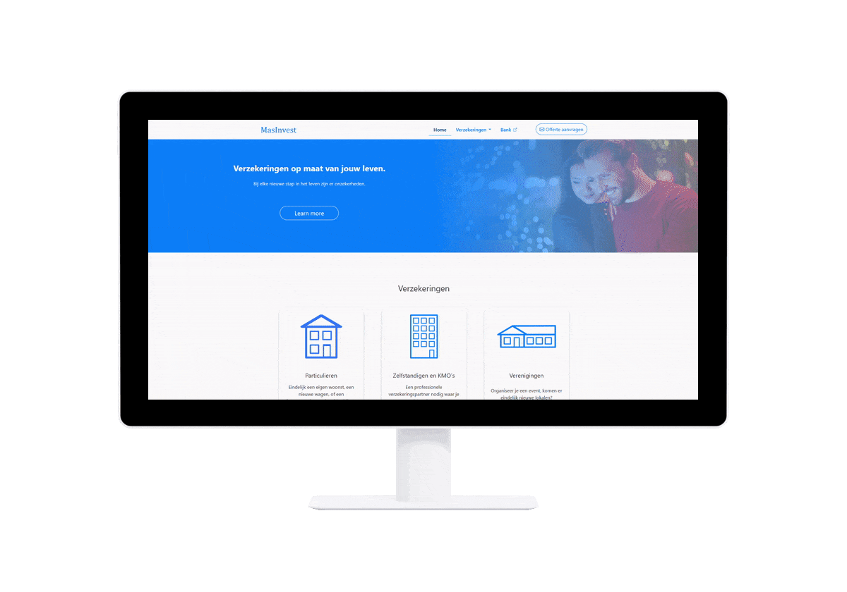 Desktop image of the Mas Invest project homepage